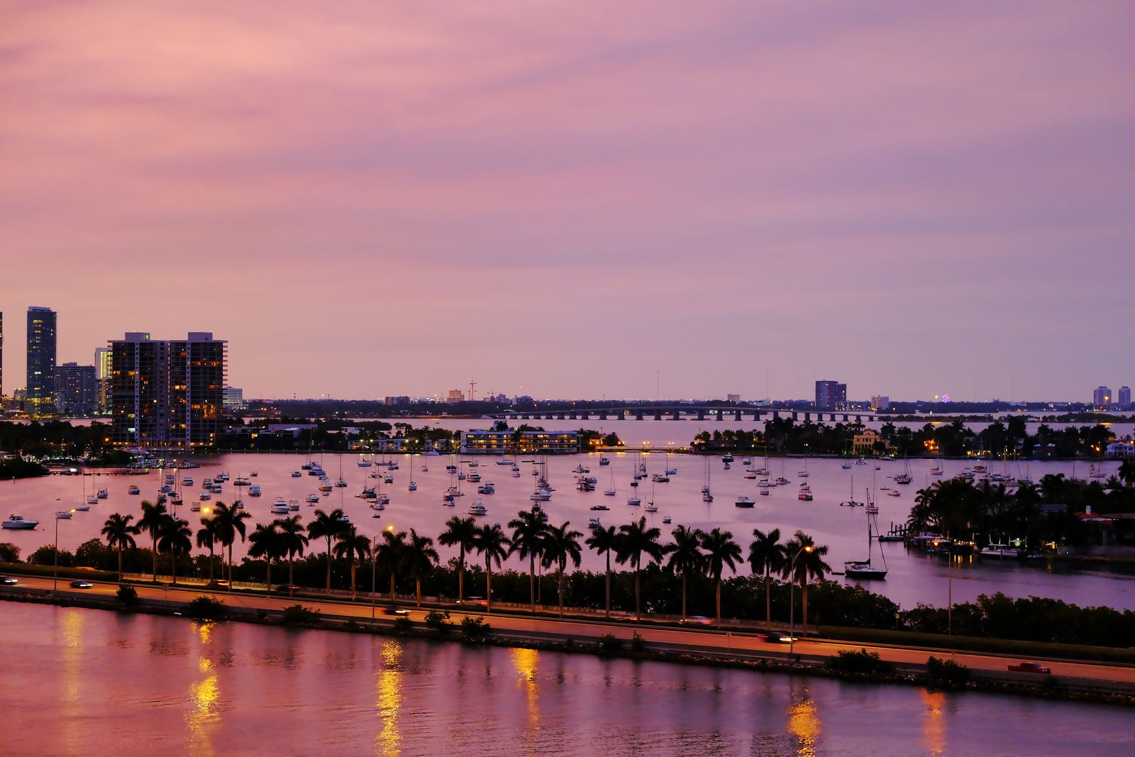 Aerial view of Miami and Biscayne Bay